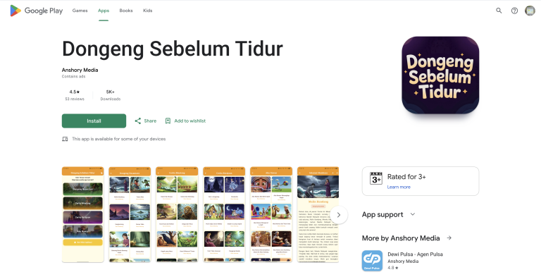 Aplikasi Dongeng Sebelum Tidur